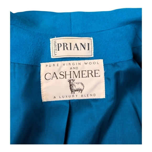 Priani Marcella Pure Virgin Wool Cashmere Coat Jacket Embroidery Aquamarine Blue - Picture 9 of 10